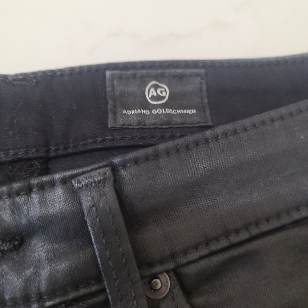 AG The Legging Ankle Super Skinny Black Coated Jeans Size 25 - Picture 4 of 15